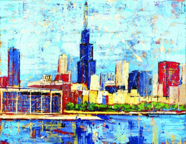 Chicago Skyline, 2017 Pop Art Painting