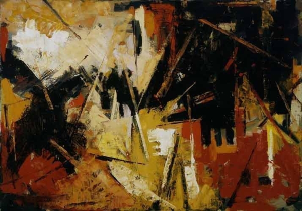 City I Stunning Abstract War Painting by Artist Samir Biscevic