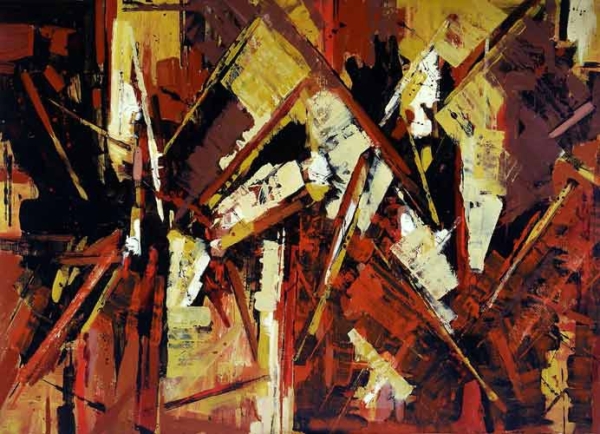 City III Stunning Abstract War Painting by Artist Samir Biscevic