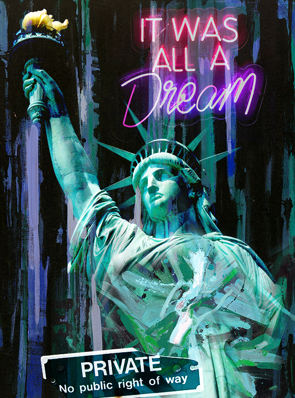 Statue of Liberty Provocative Pop Art Mix Media Painting by Bisca