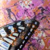 Colorful Butterfly on Pink Amazing Pop Art Mix Media on Aluminum by Bisca