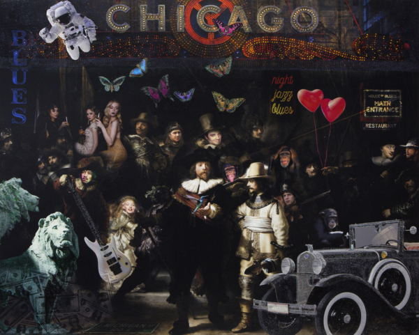 Nightwatch Chicago Authentic Pop Art Mix Media Painting by Bisca