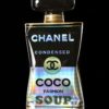 Coco Pop Art Sculpture, Perfume Black, Gold and Holographic Bottle coated with epoxy resin