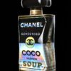 Chanel Pop Art Sculpture, Perfume Black, Gold and Holographic Bottle coated with epoxy resin