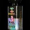 Pop Art Sculpture, Perfume Black, Gold and Holographic Bottle coated with epoxy resin