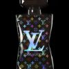 LV Pop Art Sculpture, Perfume Black, Gold and Holographic Bottle coated with epoxy resin