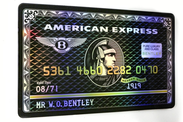 Mr Bentley, Amazing Original AMEX Art, American Express Mix Media Pop Art Painting by Bisca