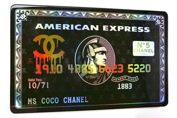 Pop Art Painting Ms Chanel - Gold, Amazing Original AMEX Art, American Express Mix Media Pop Art Painting by Bisca