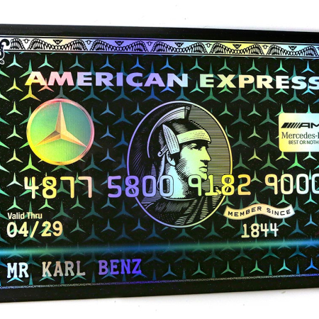 Mr Benz, Authentic Original AMEX Art, American Express Mix Media Pop Art Painting by Bisca