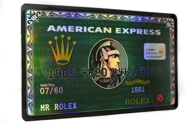 Mr Rolex Wave Green, Amazing Original AMEX Art, American Express Mix Media Pop Art by Bisca