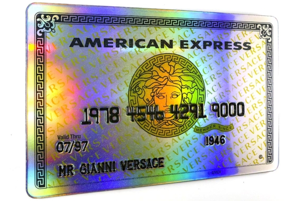 Mr Versace, Awesome Original AMEX Art, American Express Mix Media Pop Art Painting by Bisca